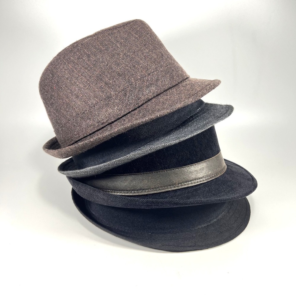 Lot of 4 Stetson All American Men's Fedora Hats Gray Brown Black Size S/M